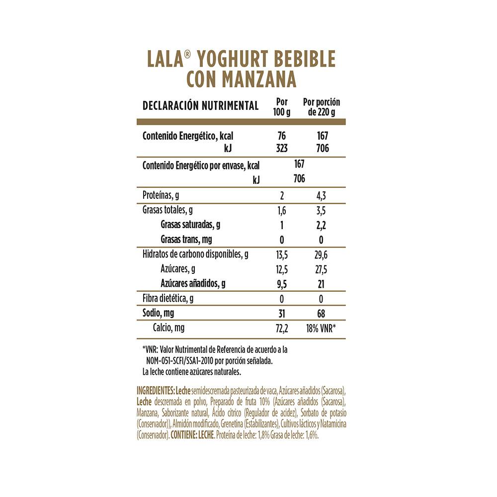 Lala Yogurt Bebible Manzana 220 Ml