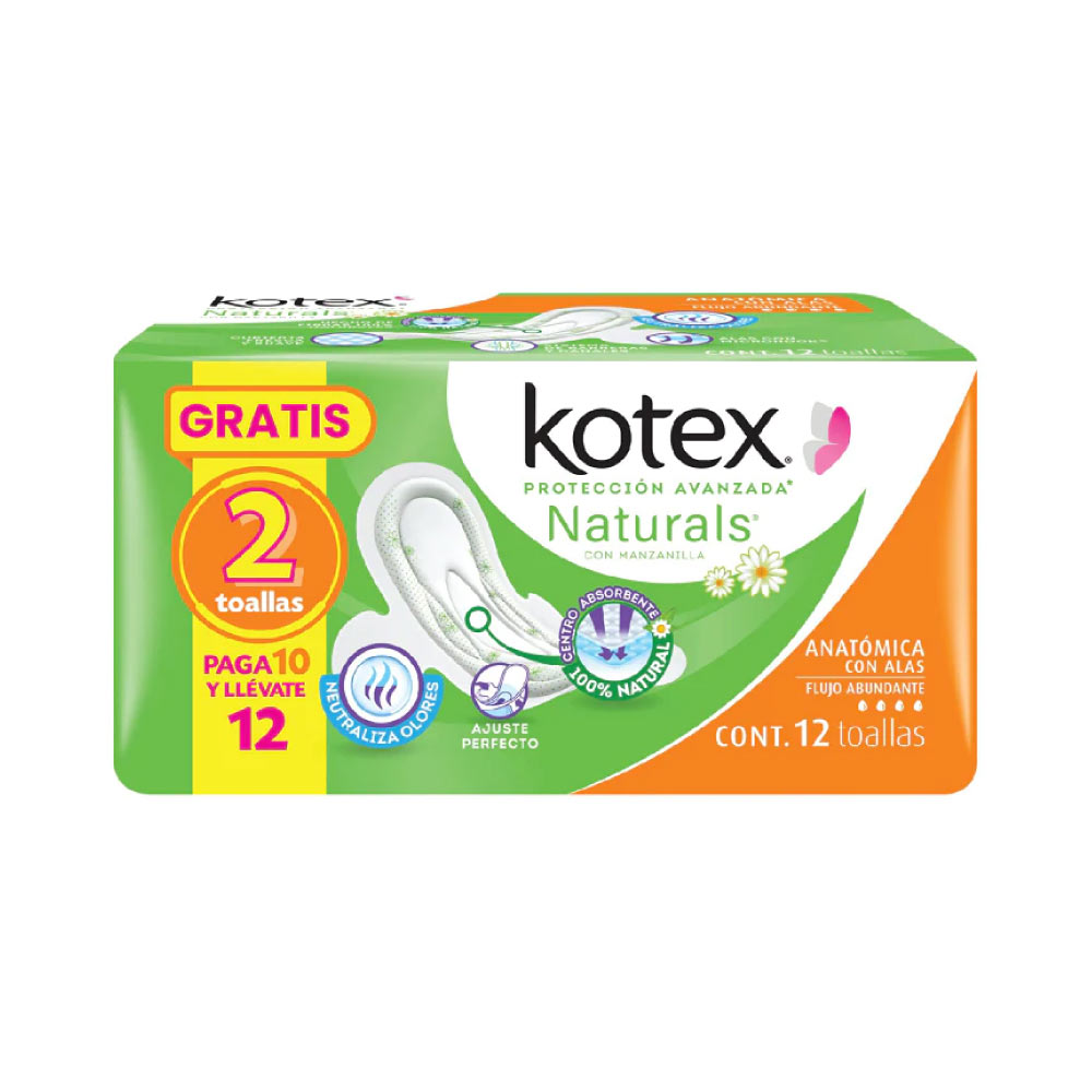 Kotex Naturals Anatomica 10+2 Pz